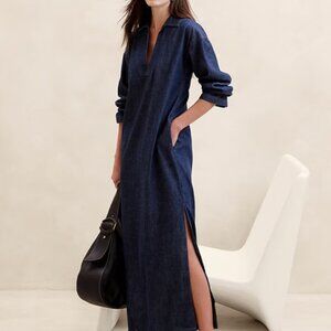 Banana Republic Cruz Denim Caftan Maxi Dress - Plus Size 20  Dark Denim Blue